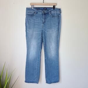 NYDJ Marilyn Straight Lift Tuck Jeans Medium Wash Size 16 HIgh-Rise Stretch Chic